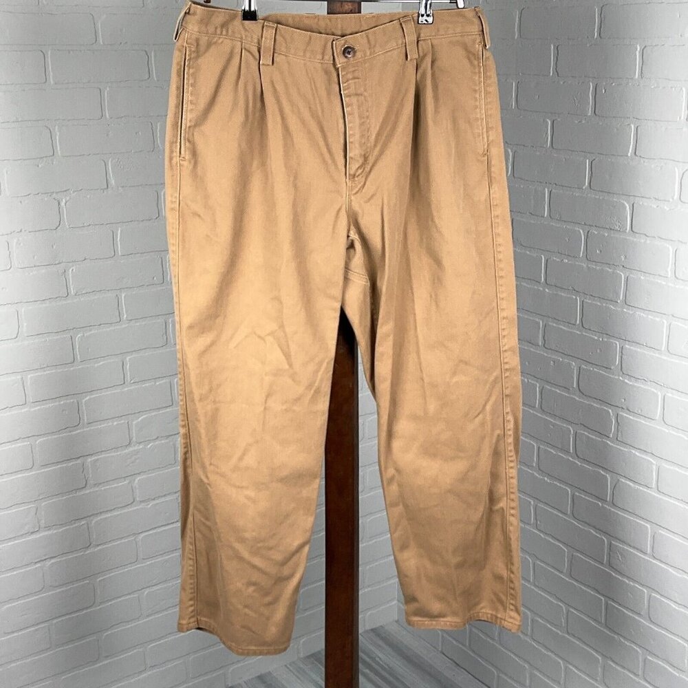 Duluth Pants Men 36Wx30 ACT 34Wx29L Golden Brown Chino Gusset Cotton USA VTG
